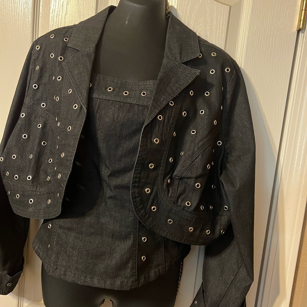 Ashley Stewart Denim Rivet Jacket and Halter Top (2 pcs) sz 16